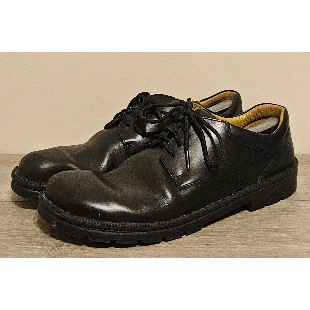 Footprints by Birkenstock Mens Black Leather Lace Up Derby Shoes Size 48 Mens 15